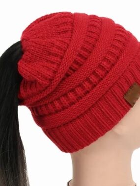 HEIMISH Beanie Red (with ponytail hole)